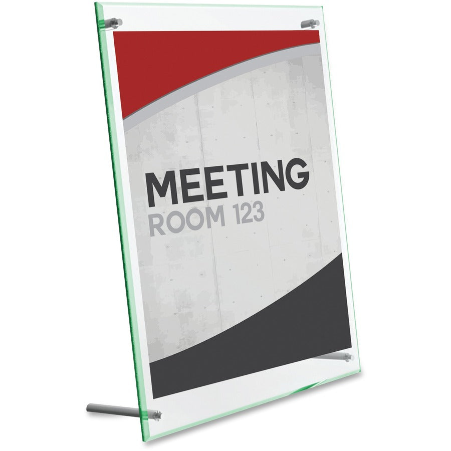 Deflecto Superior Image Beveled Edge Sign Holder - 8.5" Width x 12.6" Height x 3.4" Depth - Rectangular Shape - Lightweight, Self-standing, Beveled Edge - Clear - 1 Each