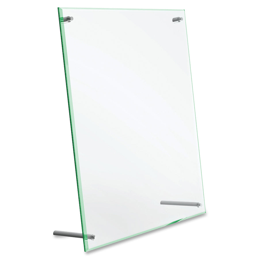 Deflecto Superior Image Beveled Edge Sign Holder - 8.5" Width x 12.6" Height x 3.4" Depth - Rectangular Shape - Lightweight, Self-standing, Beveled Edge - Clear - 1 Each