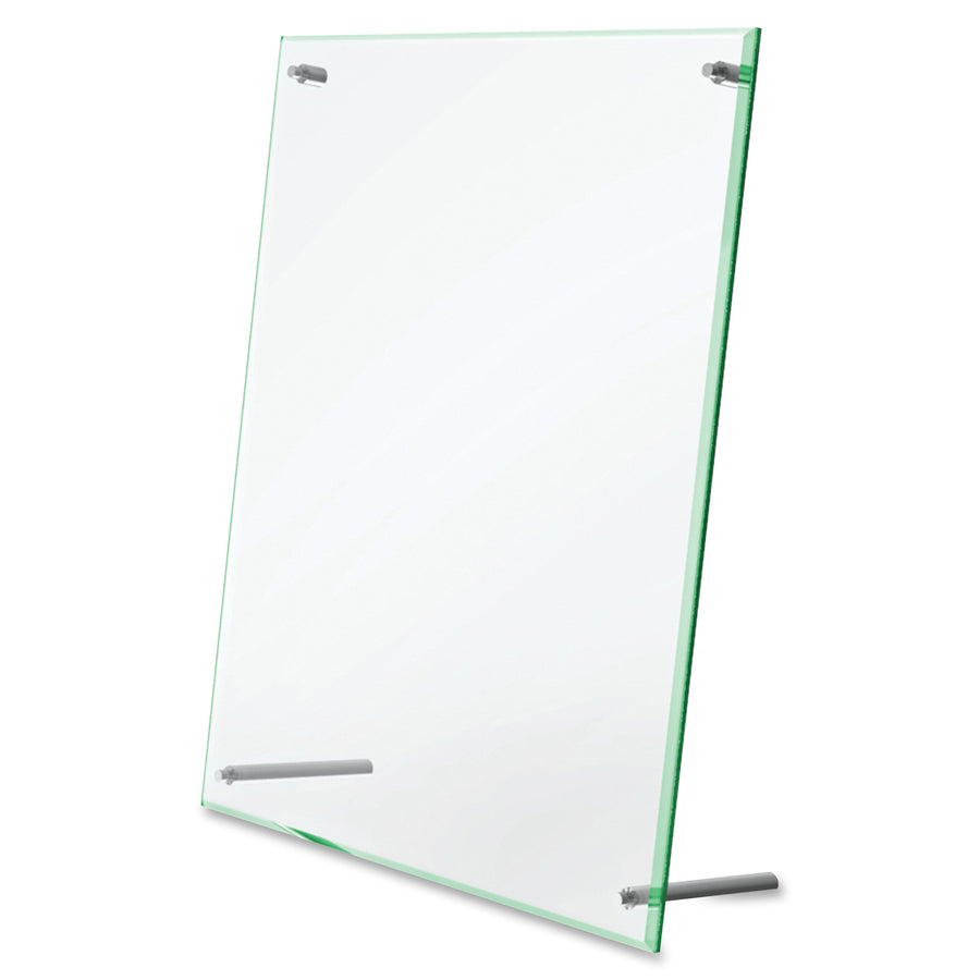 Deflecto Superior Image Beveled Edge Sign Holder - 8.5" Width x 12.6" Height x 3.4" Depth - Rectangular Shape - Lightweight, Self-standing, Beveled Edge - Clear - 1 Each
