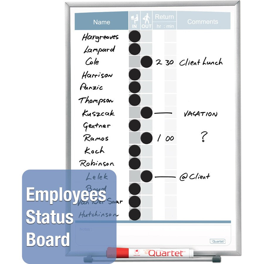 Quartet Matrix Whiteboard - 16" Board Height x 23" Board Width - White Surface - Magnetic, Durable - Silver Aluminum Frame - 1 Each