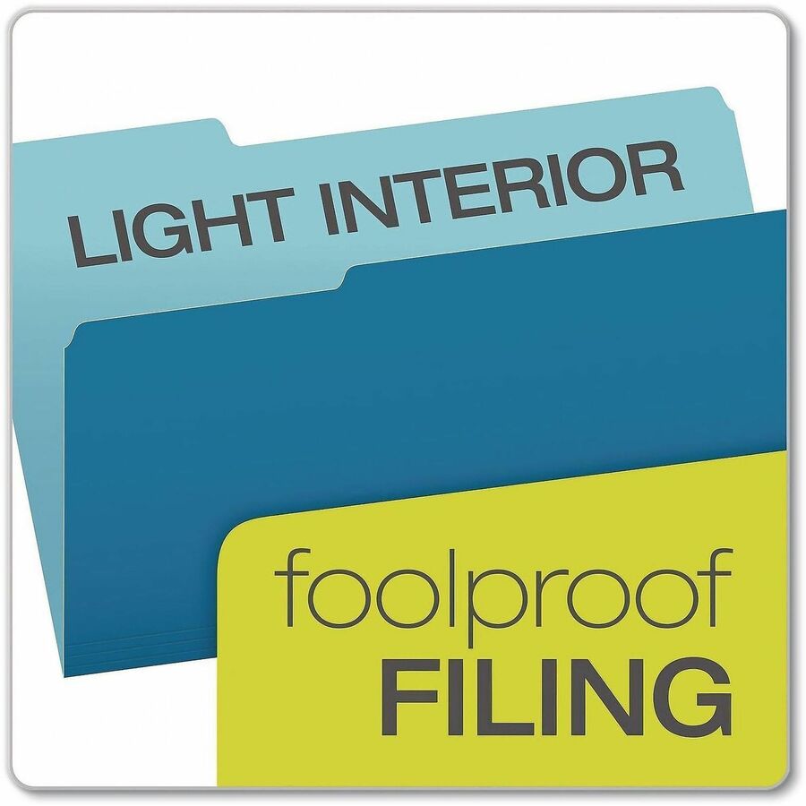 Pendaflex 1/3 Tab Cut Legal Recycled Top Tab File Folder - 8 1/2" x 14" - Blue - Acid-free - 10% Recycled - 100 / Box