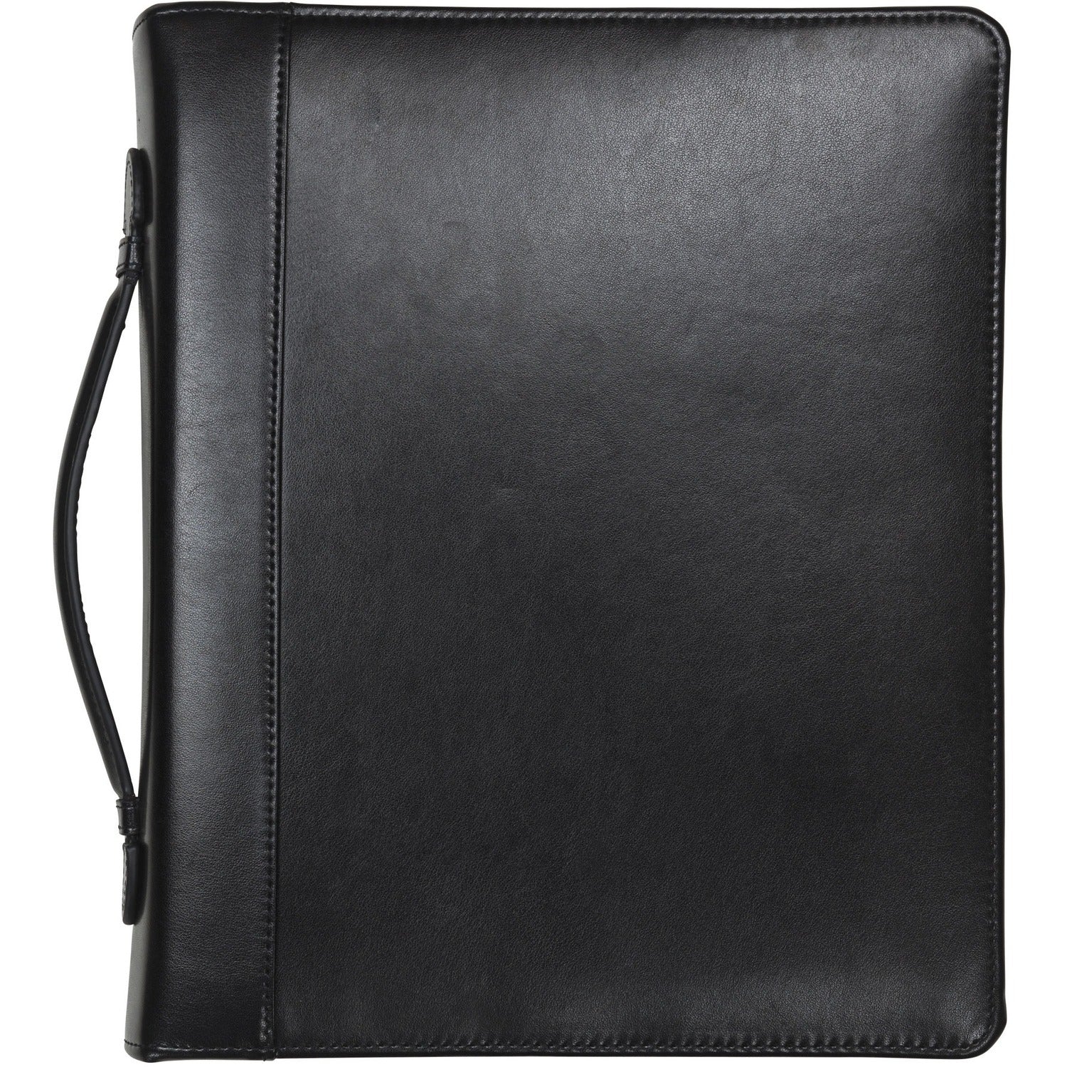 Samsill Regal Letter Pad Folio with Fastener - 1" Folder Capacity - 8 1/2" x 11" - 1" for Folder - Internal Pocket(s) - Leather, Metal - Black - Zipper Closure, Handle, Tablet Pocket, Document Pocket, Spine, Padded Handle, Padded Spine - 0% Recycled - ...