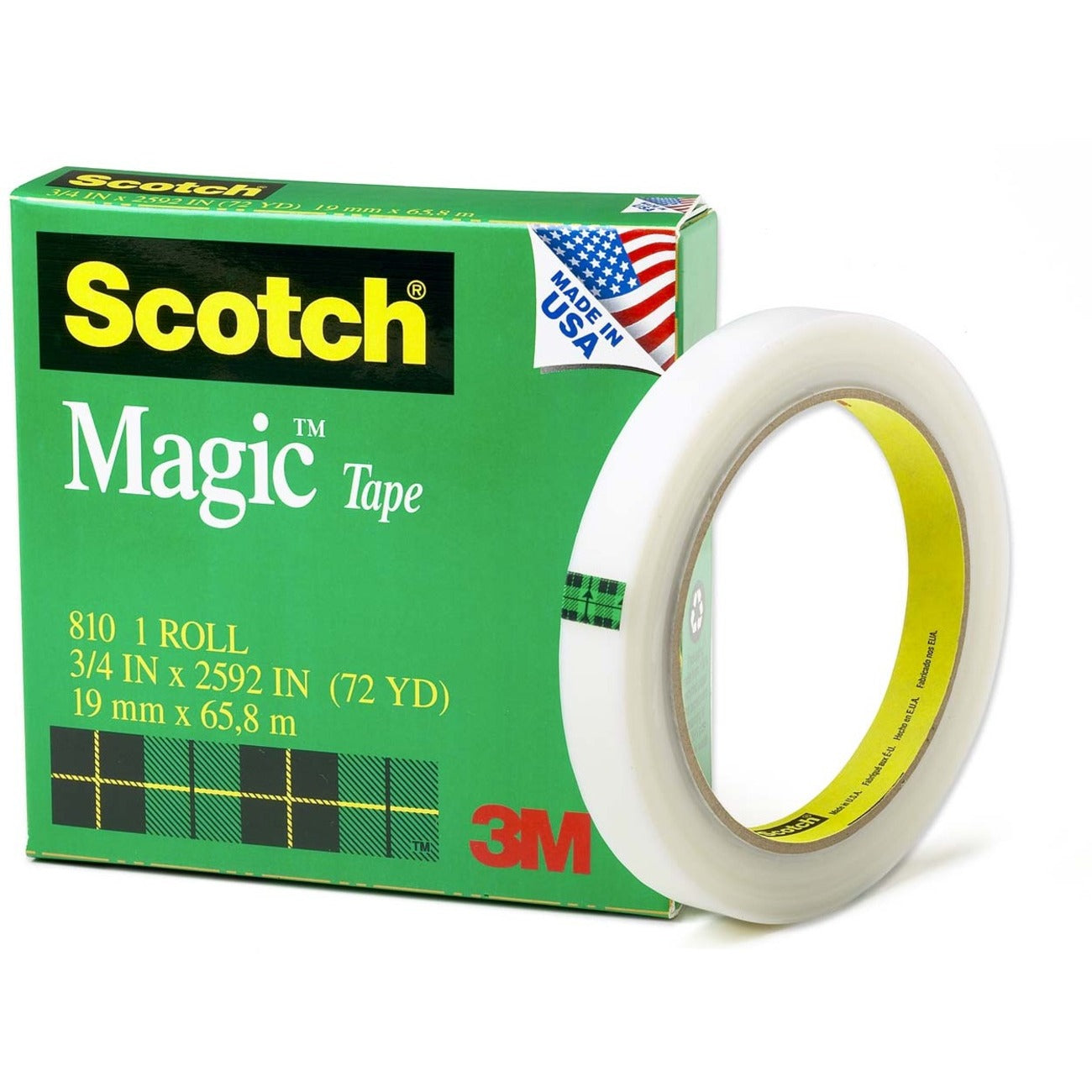 Scotch Invisible Magic Tape - 72 yd Length x 0.75" Width - 3" Core - Matte - Clear - Split Resistant, Tear Resistant - For Mending, Splicing - 1 / Roll