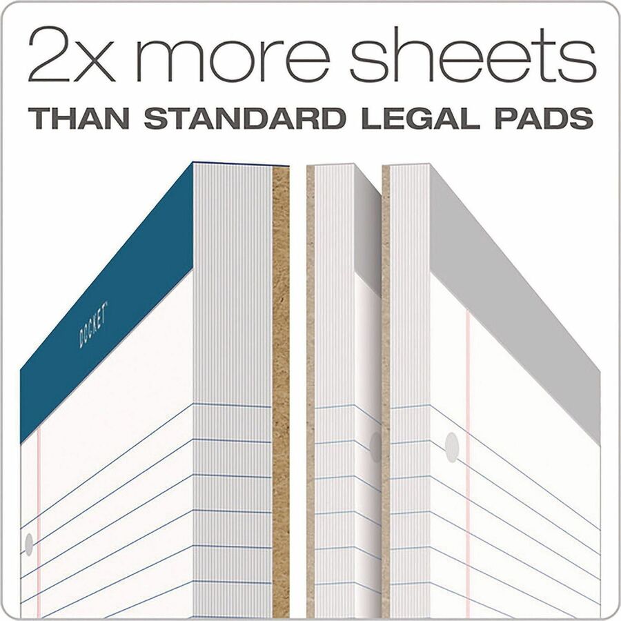 TOPS Double Docket Writing Tablet - Letter - Stapled/Glued - 0.34" Ruled - 16 lb Basis Weight - Letter - 8 1/2" x 11 3/4" Sheet Size - White Paper - Perforated - 1 / Pad