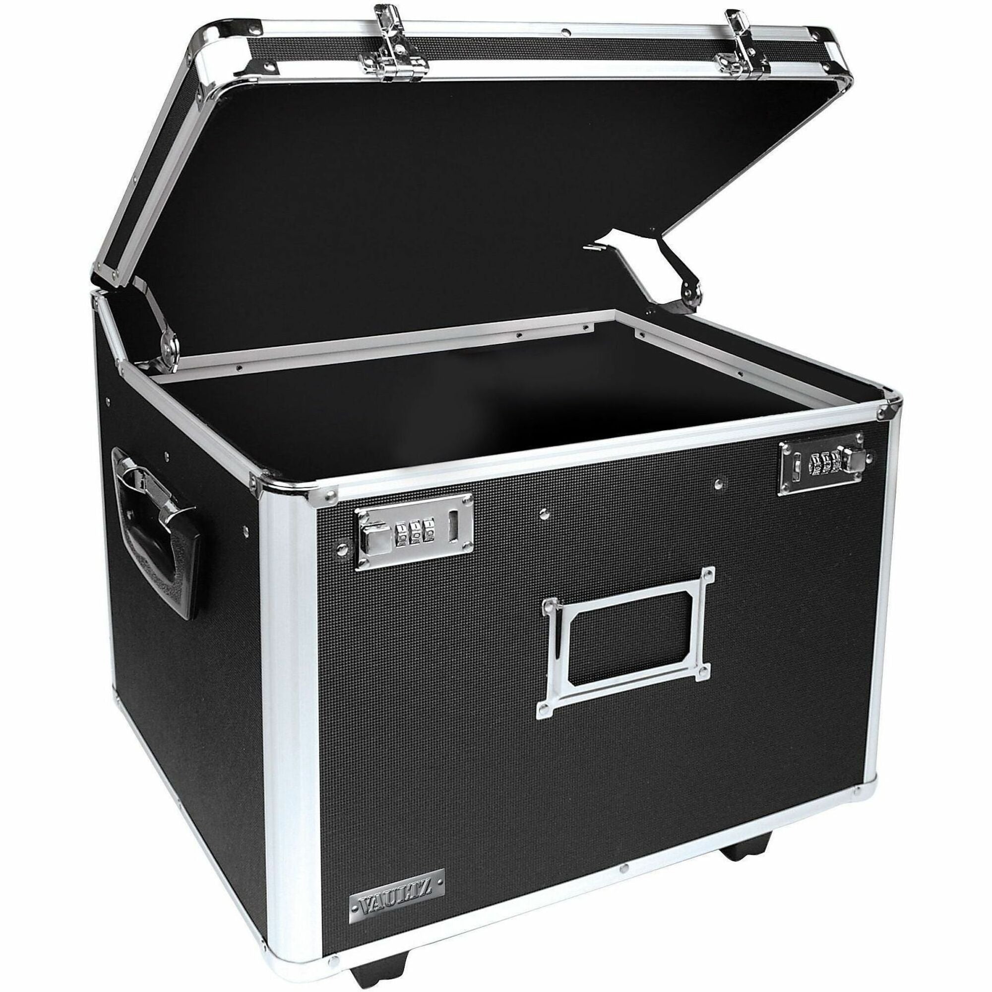 Vaultz Mobile Letter/Legal Chest - Telescopic Handle - 2 Casters - Polyvinyl Chloride (PVC) - 17.50" Width x 15.50" Depth x 14.50" Height - Black - 1 Each