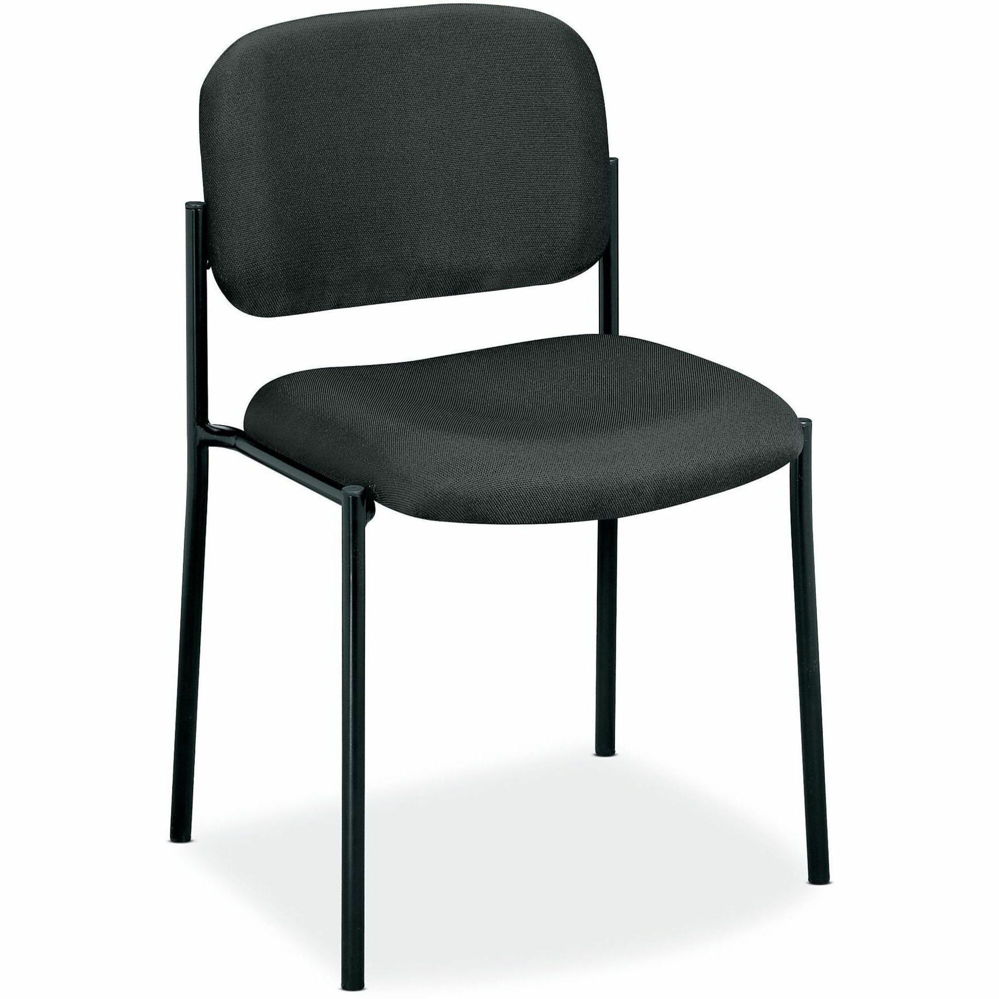 HON Scatter Stacking Guest Chair - Charcoal Seat Color - Fabric Seat Material - Black Frame Color - Steel Frame Material - Square Base - Charcoal - 1 Each