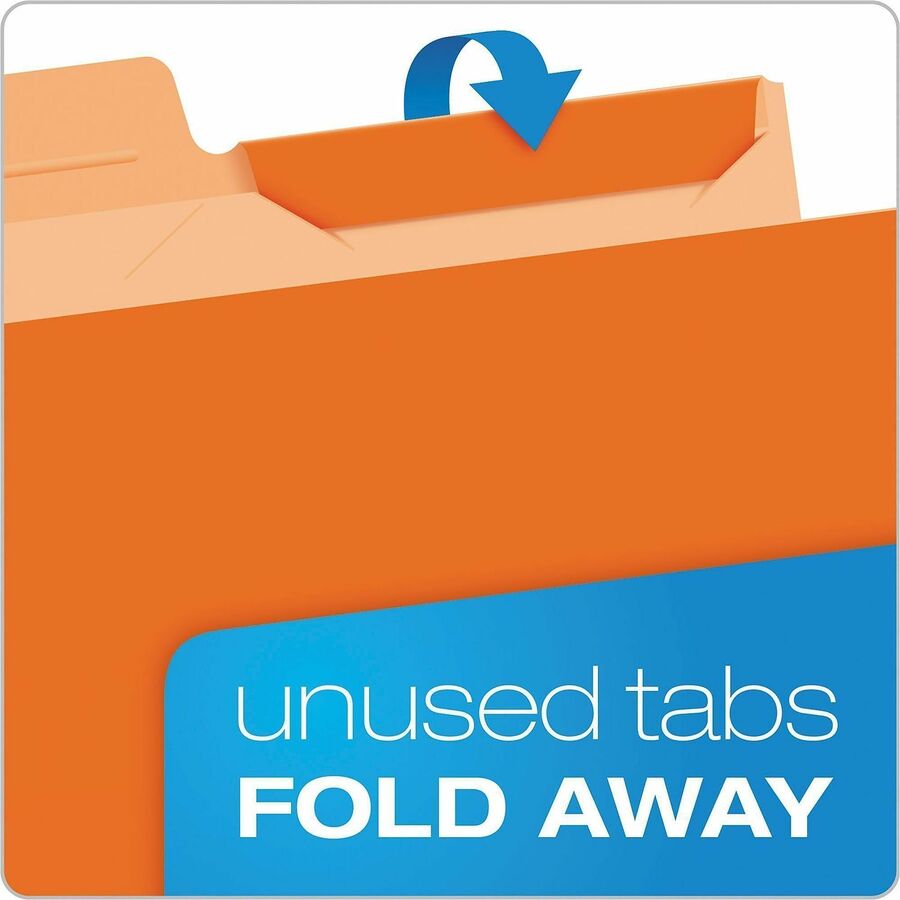 Pendaflex Ready-Tab 1/3 Tab Cut Letter Top Tab File Folder - 8 1/2" x 11" - Assorted Tab Position - Red, Orange, Yellow, Green, Blue - Reinforced Tab - 50 / Box