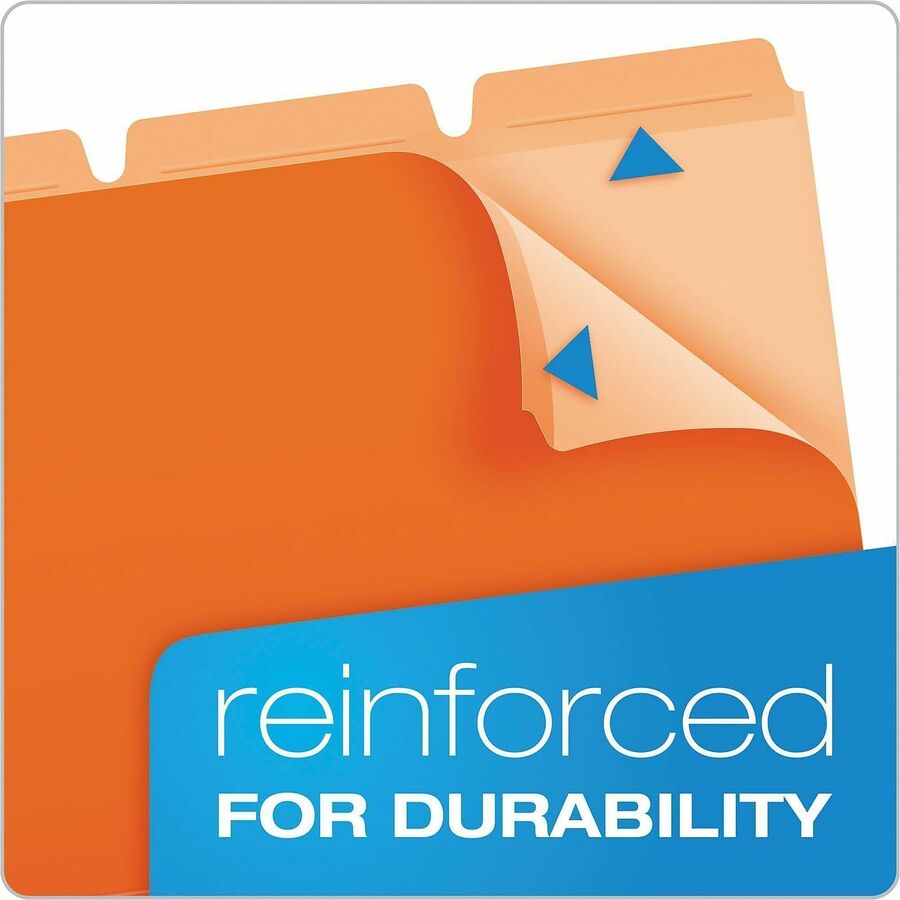 Pendaflex Ready-Tab 1/3 Tab Cut Letter Top Tab File Folder - 8 1/2" x 11" - Assorted Tab Position - Red, Orange, Yellow, Green, Blue - Reinforced Tab - 50 / Box