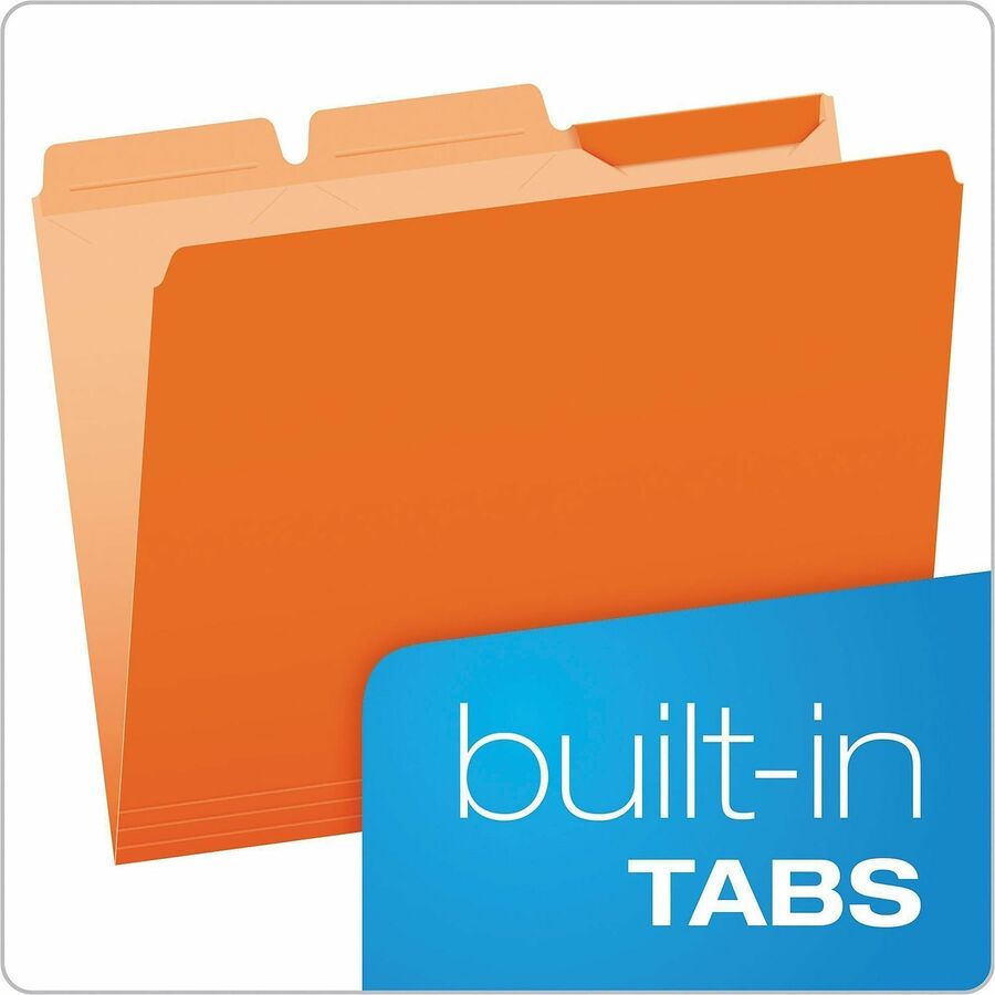Pendaflex Ready-Tab 1/3 Tab Cut Letter Top Tab File Folder - 8 1/2" x 11" - Assorted Tab Position - Red, Orange, Yellow, Green, Blue - Reinforced Tab - 50 / Box