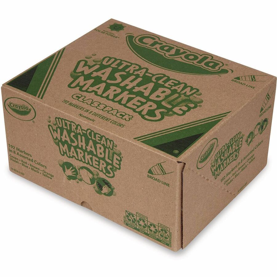 Crayola Classpack Washable Marker - Fine Marker Point - Washable - Assorted Ink - Water Based - 1 / Box