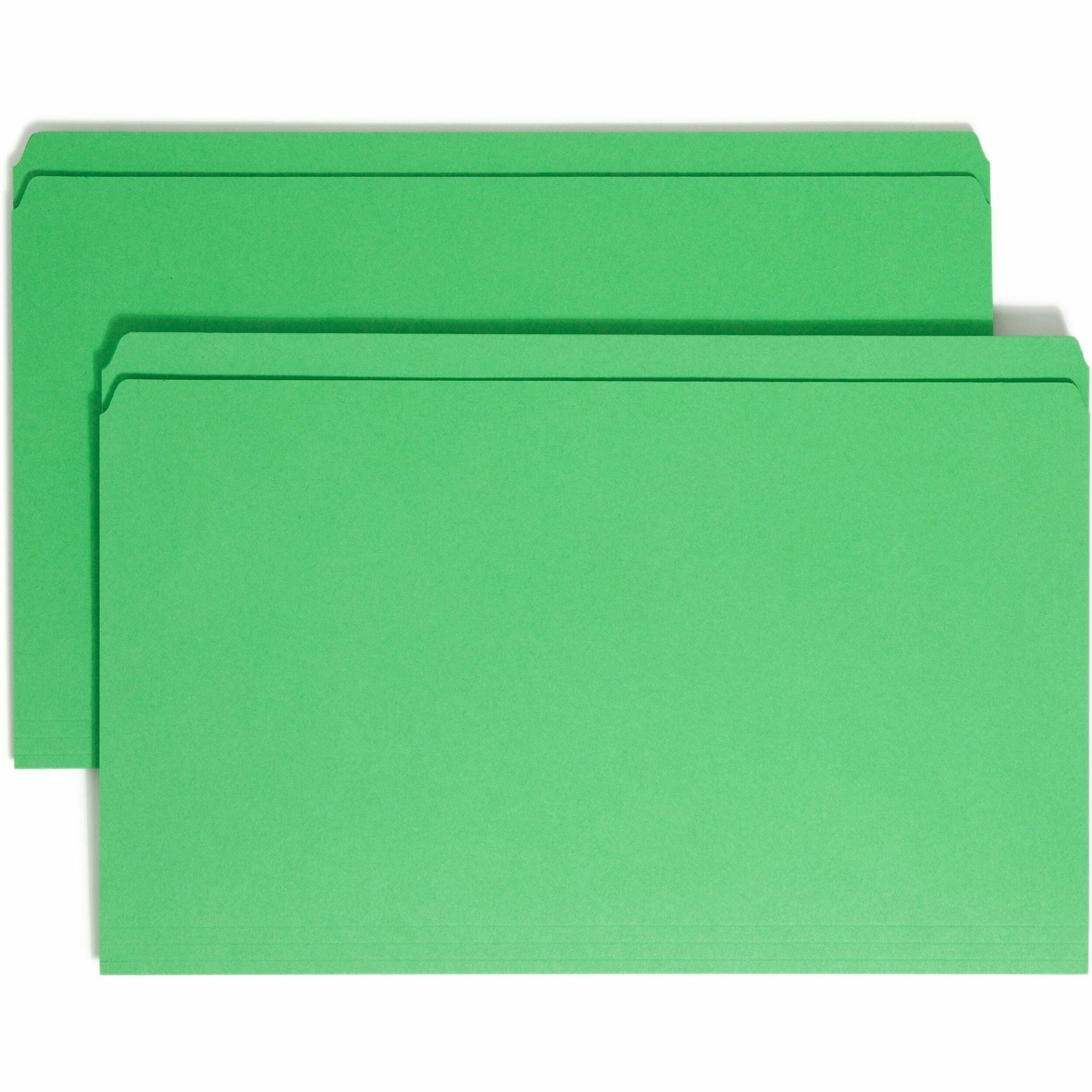 Smead File Folder 17110 - 8 1/2" x 14" - 11 pt. - 2 Plys - Green - Reinforced - 10% Recycled - 100 / Box