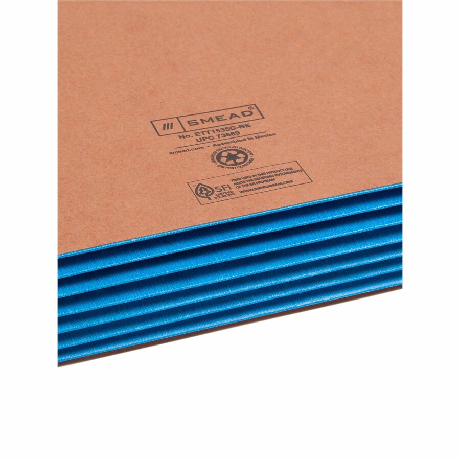 Smead Redrope End Tab File Pockets - 8 1/2" x 11" - 5 1/4" Expansion - 2 Plys - Redrope - Blue - Closed Sides, Reinforced Tab, Reinforced Gusset, Tear Proof - 30% Paper Recycled - 10 / Box