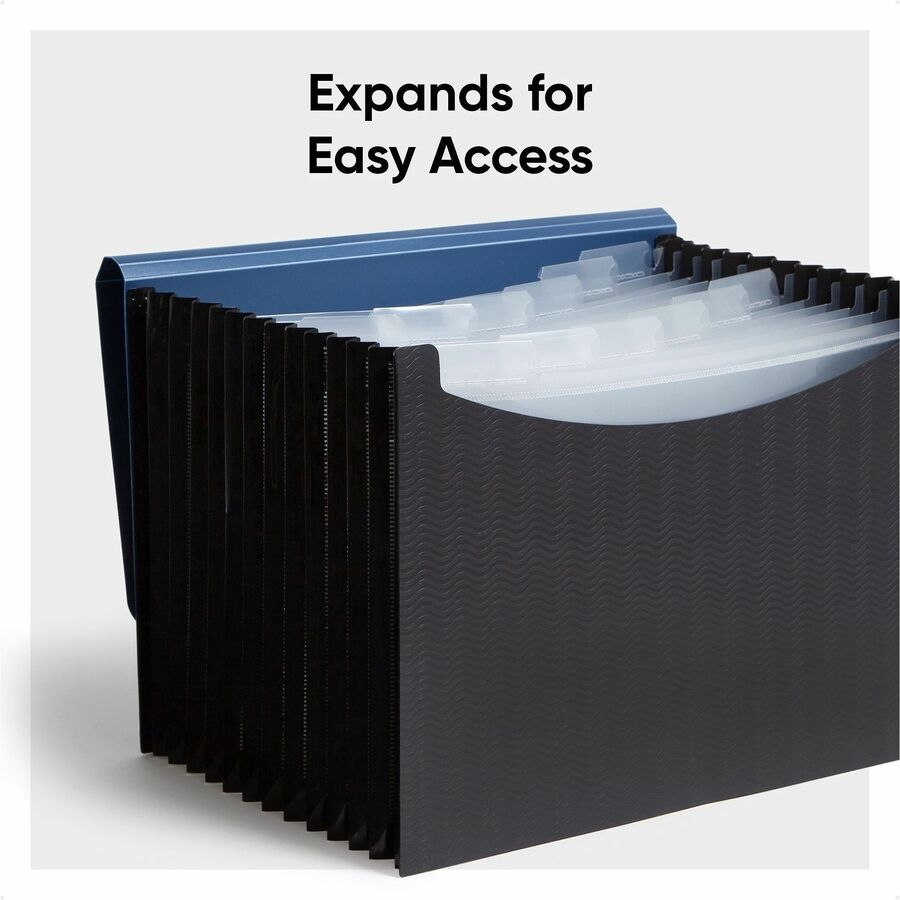 Smead Letter Expanding File - 8 1/2" x 11" - 12 Pocket(s) - Polypropylene - Blue, Black - 1 Each