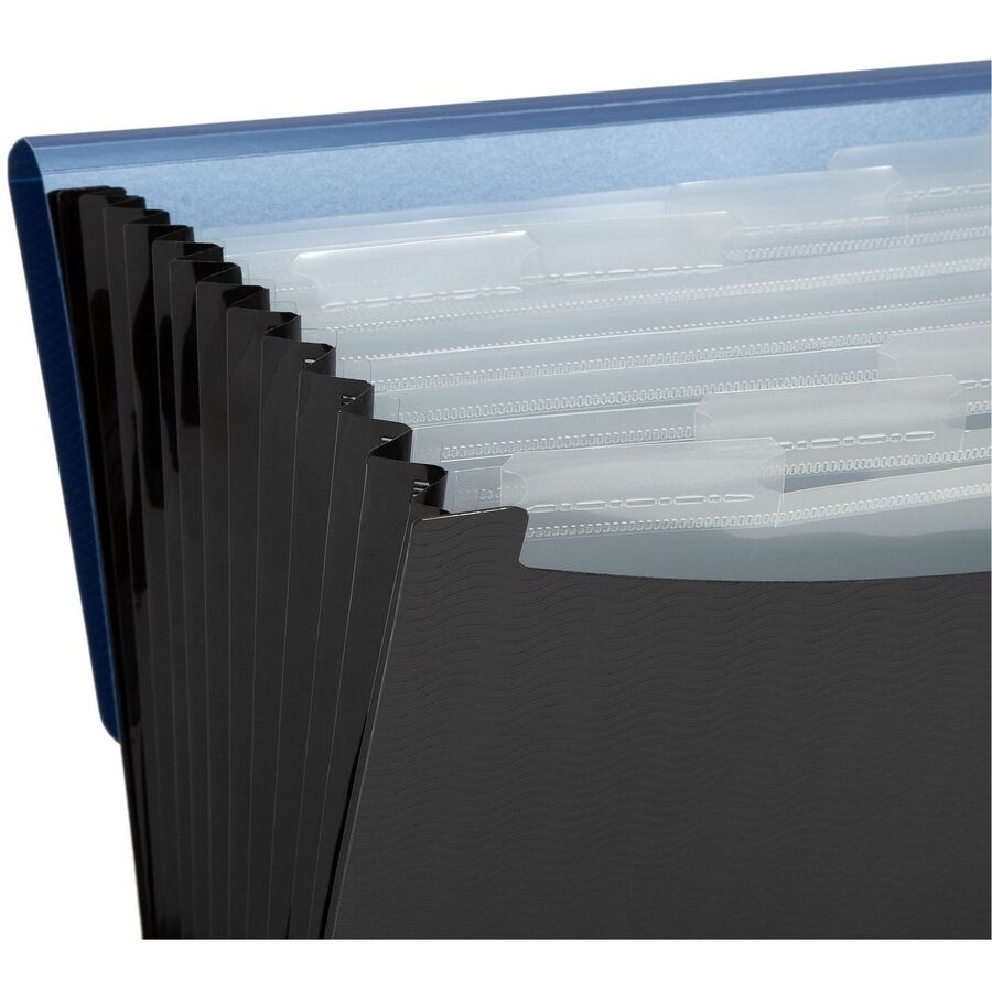 Smead Letter Expanding File - 8 1/2" x 11" - 12 Pocket(s) - Polypropylene - Blue, Black - 1 Each