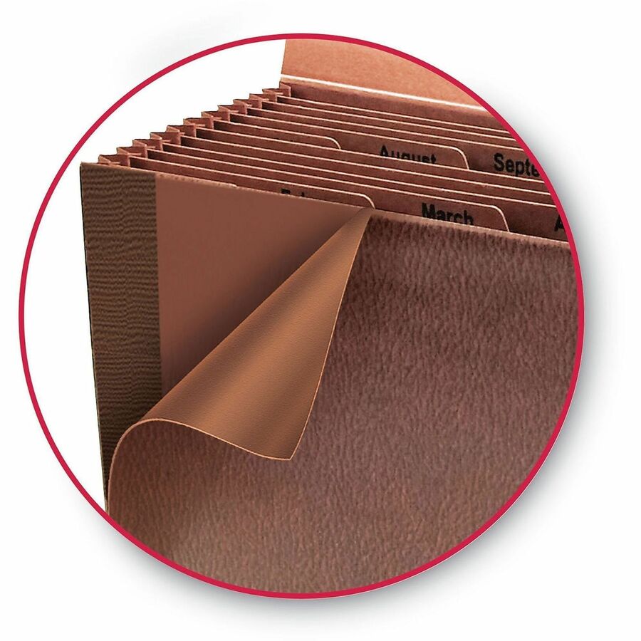 Smead TUFF 70390 Legal Recycled Expanding File - 8 1/2" x 14" - 12 Pocket(s) - Redrope, Tyvek - Redrope - Flap, Elastic Closure, Reinforced Gusset - 30% Recycled - 1 Each