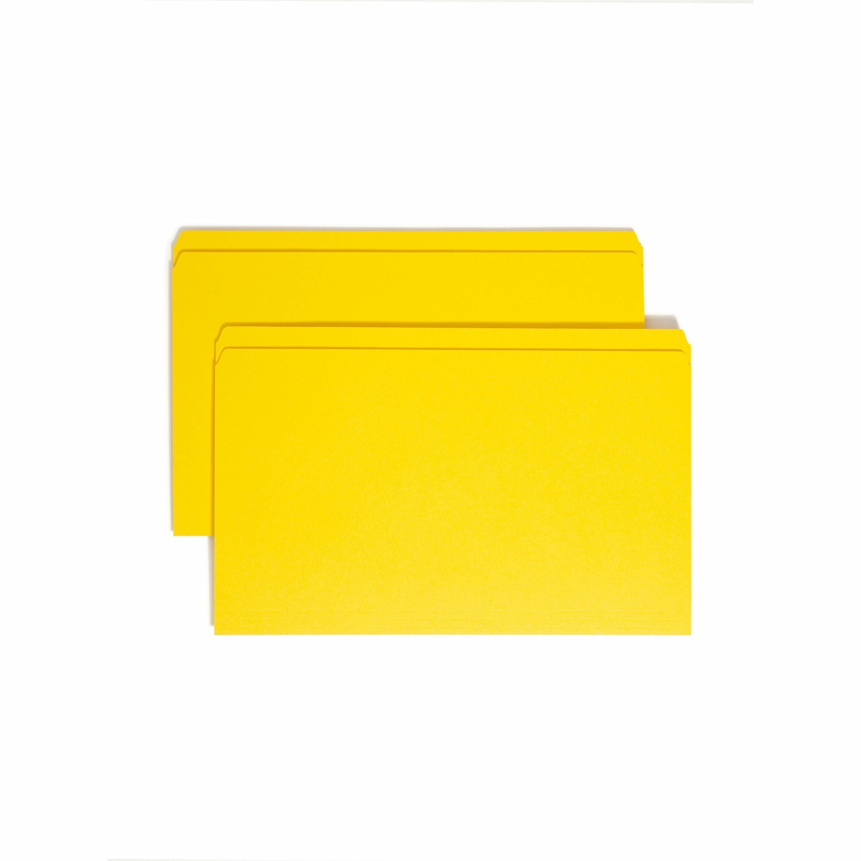Smead File Folder 17910 - 8 1/2" x 14" - 3/4" Expansion - 11 pt. - 2 Plys - Yellow - Reinforced Tab - 10% Recycled - 100 / Box