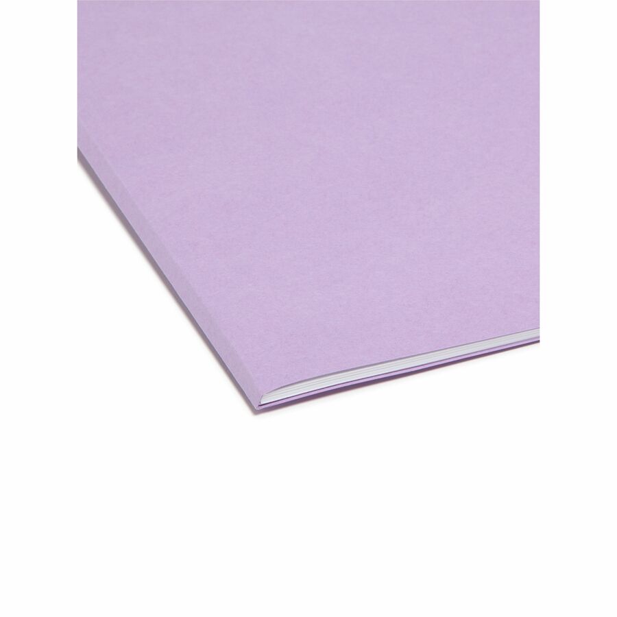 Smead Straight Tab Cut Legal Recycled Top Tab File Folder - 8 1/2" x 14" - 11 pt. - 2 Plys - Lavender - Durable, Reinforced Tab, Archival-safe, Acid-free - 10% Paper Recycled - 100 / Box