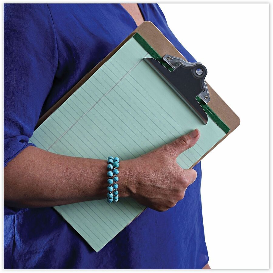 Universal Hardboard Clipboard - 1.25" Clip Capacity - Storage for Document, Form - 8 1/2" x 11" Sheet Size - Hardboard - Brown - 1 Each