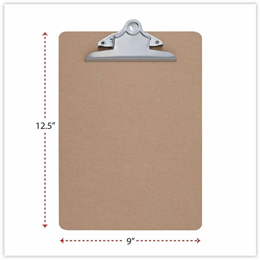 Universal Hardboard Clipboard - 1.25" Clip Capacity - Storage for Document, Form - 8 1/2" x 11" Sheet Size - Hardboard - Brown - 1 Each