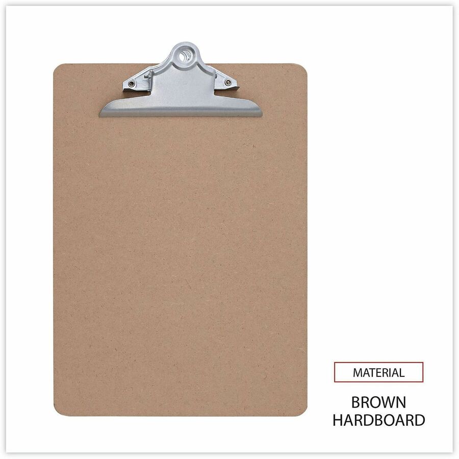 Universal Hardboard Clipboard - 1.25" Clip Capacity - Storage for Document, Form - 8 1/2" x 11" Sheet Size - Hardboard - Brown - 1 Each