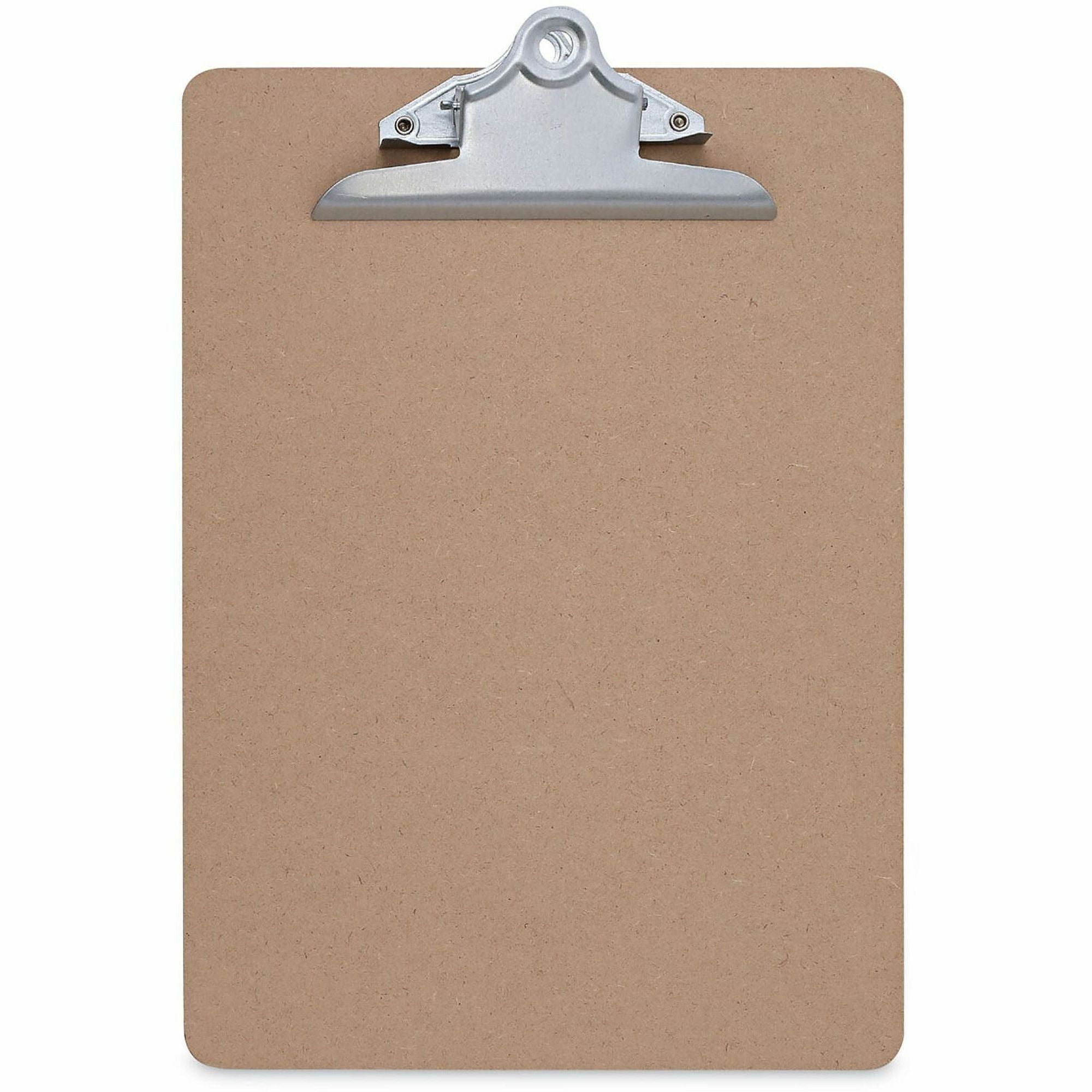 Universal Hardboard Clipboard - 1.25" Clip Capacity - Storage for Document, Form - 8 1/2" x 11" Sheet Size - Hardboard - Brown - 1 Each
