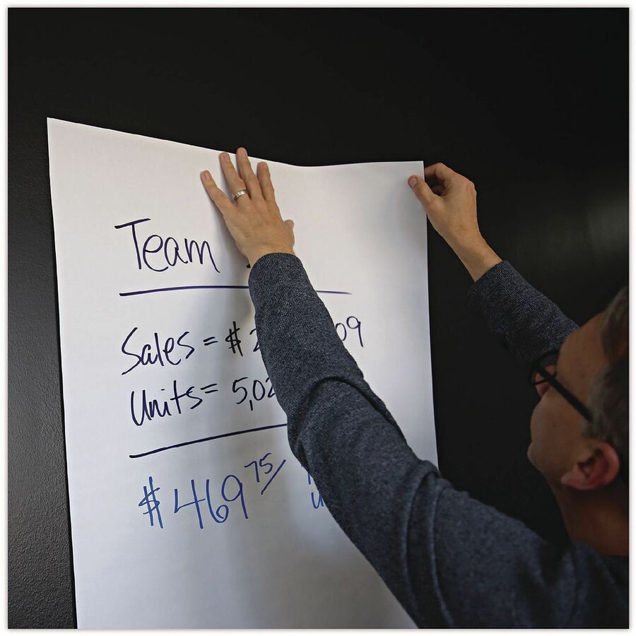 Universal Self-Stick Easel Pad, Unruled, 25 x 30, White, 30 Sheets, 2/Carton - 1 Subject(s) - 30 Sheets - Plain - Stapled - 20 lb Basis Weight - 25" x 30" Sheet Size - 30" Height x 25" Width - White Paper - Cardboard Cover - 2 / Carton