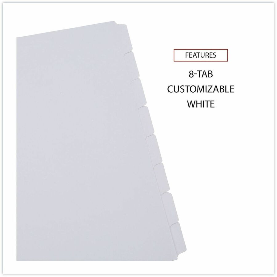 Universal Deluxe Write-On/Erasable Tab Index, 8-Tab, 11 x 8.5, White, White Tabs, 1 Set - 8 x Divider(s) - 8 Blank Side Tab(s) - 8 Tab(s)/Set - 8.5" Divider Width x 11" Divider Length - Letter - 3 Hole Punched - White Paper Divider - White Paper Tab(s)...