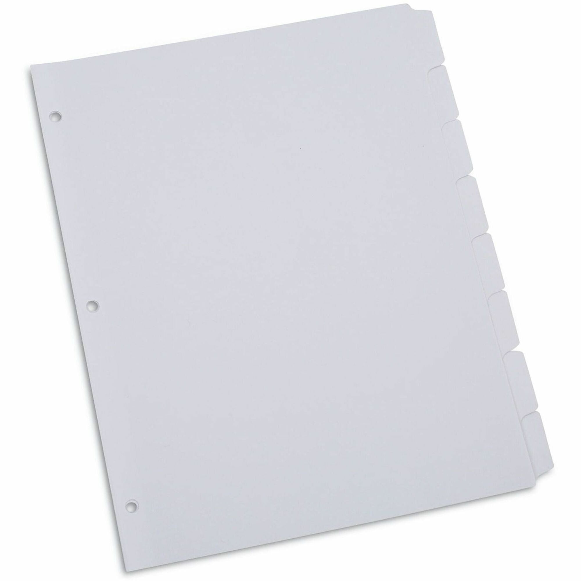 Universal Deluxe Write-On/Erasable Tab Index, 8-Tab, 11 x 8.5, White, White Tabs, 1 Set - 8 x Divider(s) - 8 Blank Side Tab(s) - 8 Tab(s)/Set - 8.5" Divider Width x 11" Divider Length - Letter - 3 Hole Punched - White Paper Divider - White Paper Tab(s)...