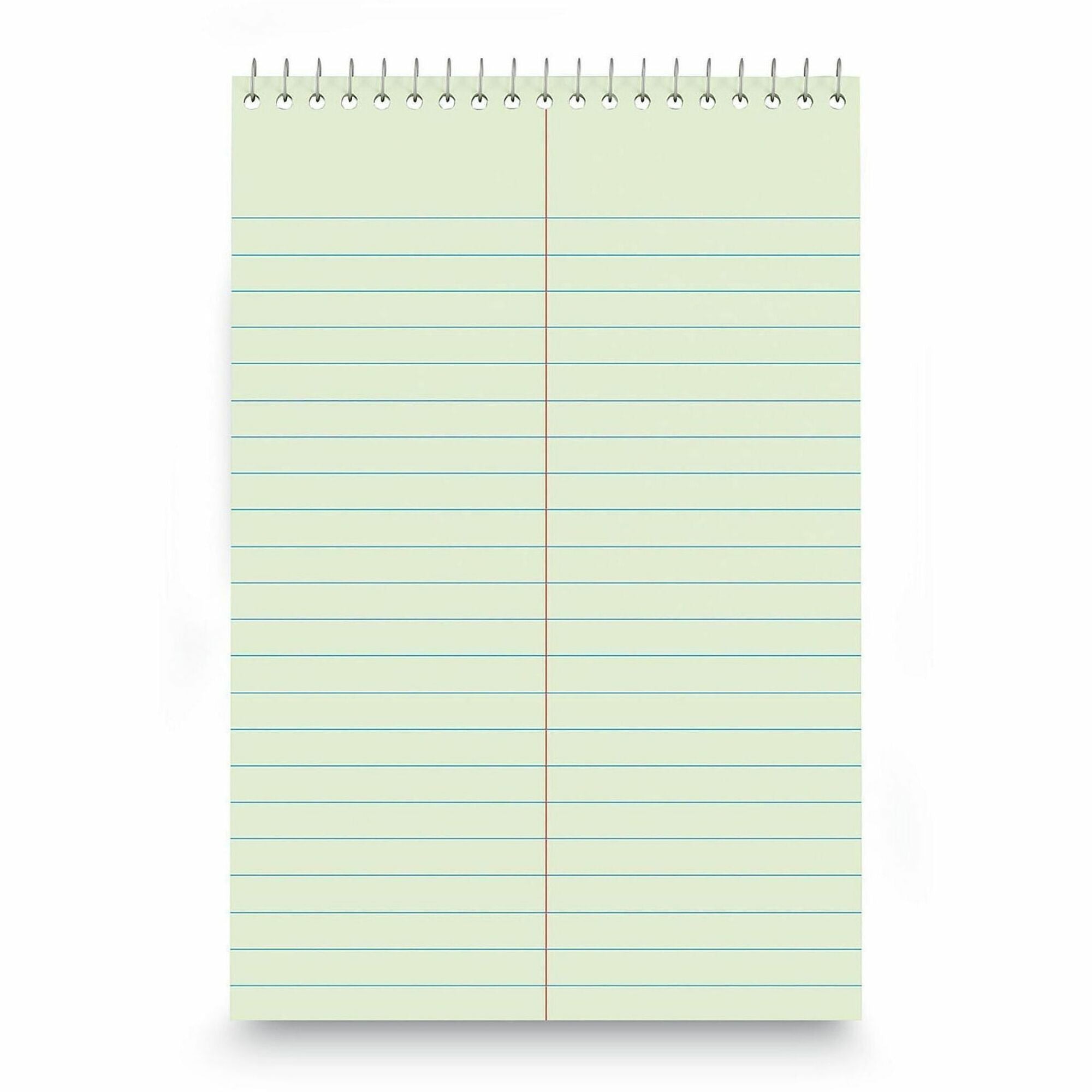 Universal Steno Pads, Gregg Rule, Red Cover, 80 Green-Tint 6 x 9 Sheets - 1 Subject(s) - 80 Sheets - Spiral - Red Margin - 16 lb Basis Weight - 6" x 9" Sheet Size - 9" Height x 6" Width - Green Paper - Chipboard Cover