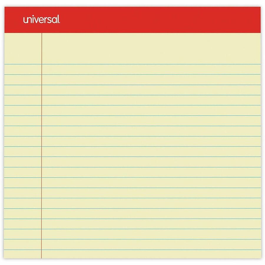Universal Notepad - 1 Subject(s) - 50 Sheets - Tape Bound - Legal Ruled Red Margin - 16 lb Basis Weight - Letter - 8 1/2" x 11 3/4" Sheet Size - 11.75" Height x 8.5" Width - Canary Paper - 1 Dozen