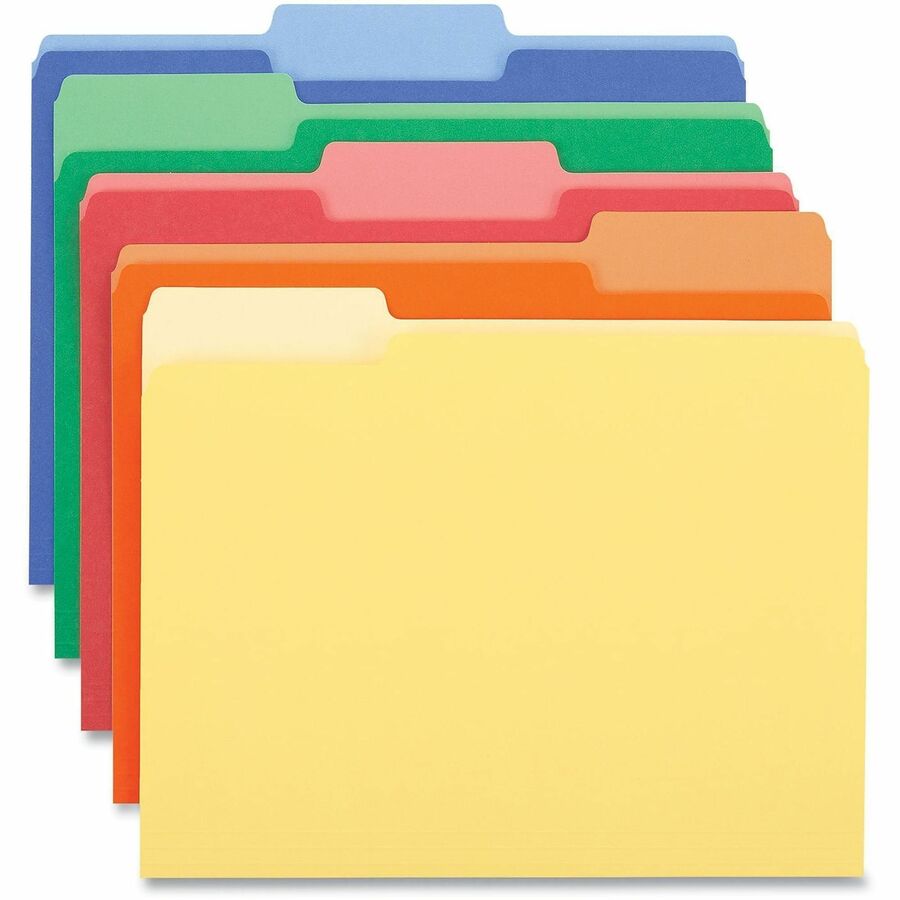Universal 1/3 Tab Cut Letter Top Tab File Folder - 8 1/2" x 11" - Assorted Tab Position - 11 pt. - Stock - 100 Box