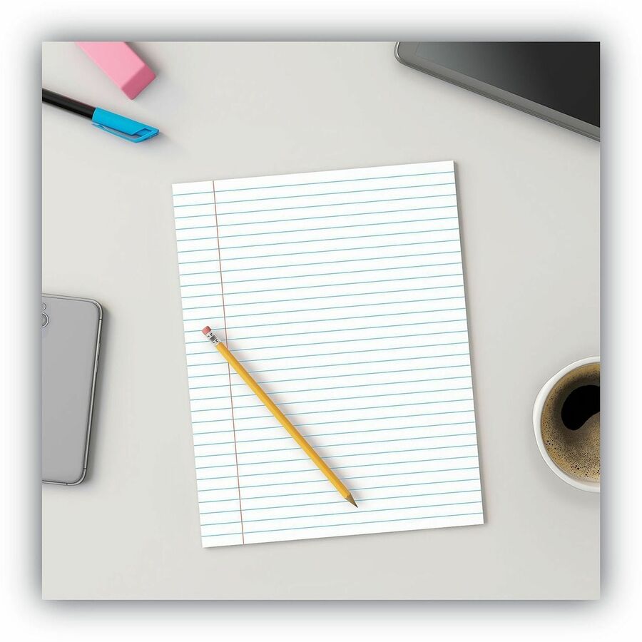 Universal Glue Top Pads, Wide/Legal Rule, 50 White 8.5 x 11 Sheets, Dozen - 1 Subject(s) - 50 Sheets - Glue - 0.34" Ruled - Unruled Margin - 16 lb Basis Weight - Letter - 8 1/2" x 11" Sheet Size - 8.5" Width - White Paper - Chipboard Cover - 1 Dozen