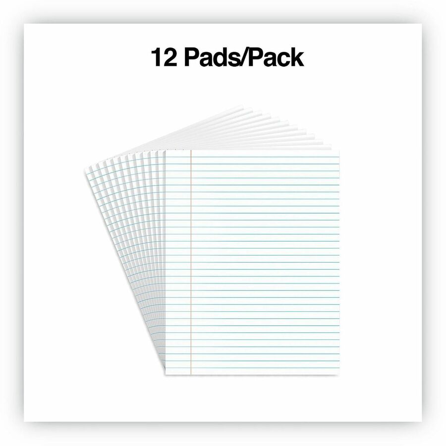 Universal Glue Top Pads, Wide/Legal Rule, 50 White 8.5 x 11 Sheets, Dozen - 1 Subject(s) - 50 Sheets - Glue - 0.34" Ruled - Unruled Margin - 16 lb Basis Weight - Letter - 8 1/2" x 11" Sheet Size - 8.5" Width - White Paper - Chipboard Cover - 1 Dozen