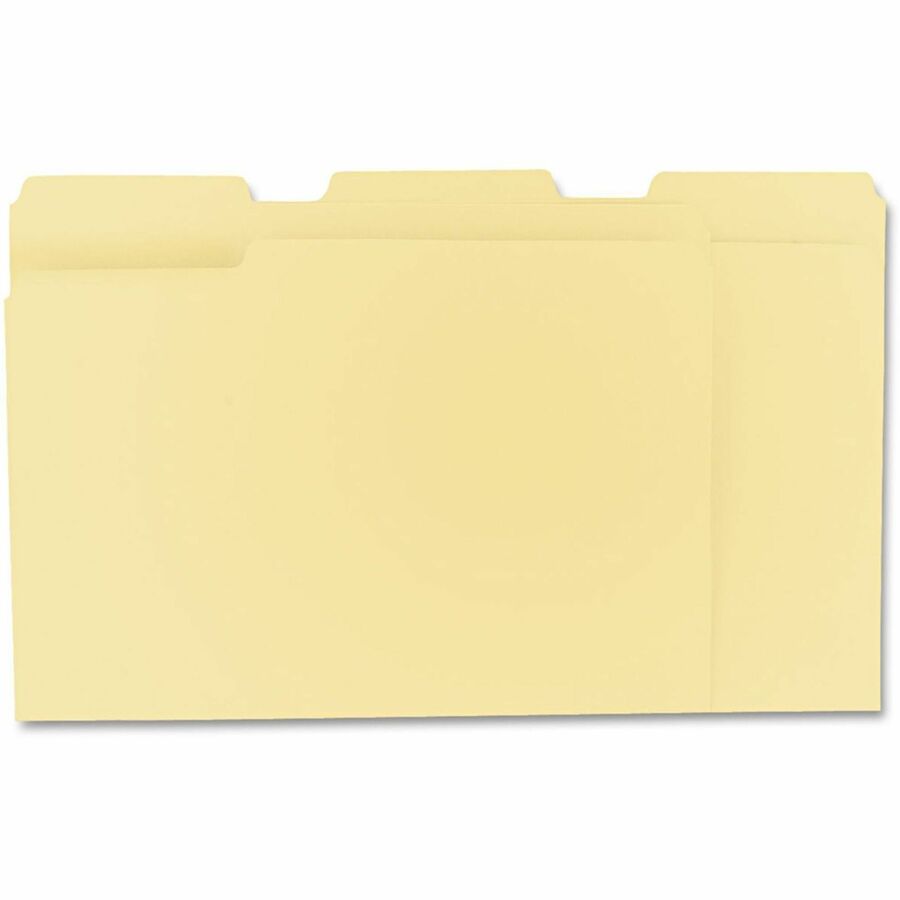 Universal 1/3 Tab Cut Letter Top Tab File Folder - 8 1/2" x 11" - 3/4" Expansion - Assorted Tab Position - 11 pt. - Manila - 100 Box