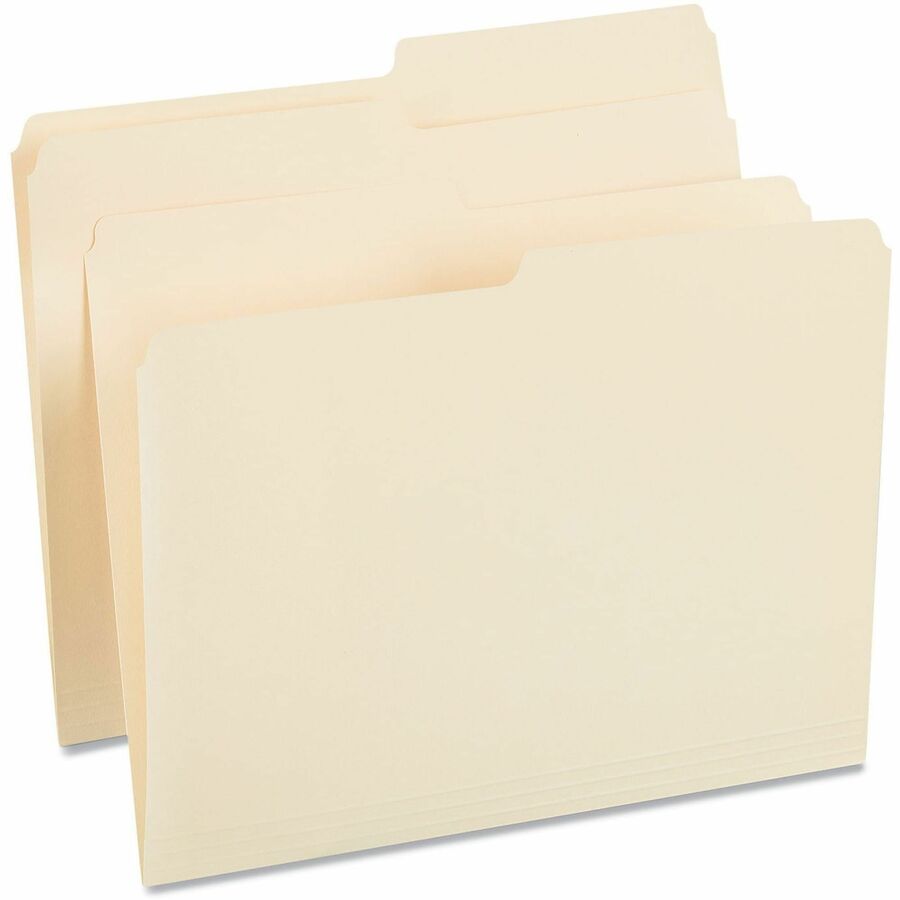 Universal 1/2 Tab Cut Letter Top Tab File Folder - 8 1/2" x 11" - 3/4" Expansion - Assorted Tab Position - 11 pt. - Manila - 100 Box