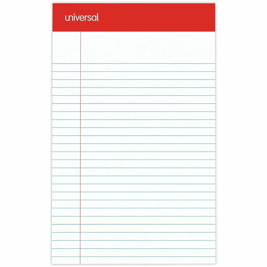 Universal Notepad - 1 Subject(s) - 50 Sheets - Tape Bound - Legal Ruled Red Margin - 16 lb Basis Weight - 5" x 8" Sheet Size - 5" Width - White Paper - 1 Dozen