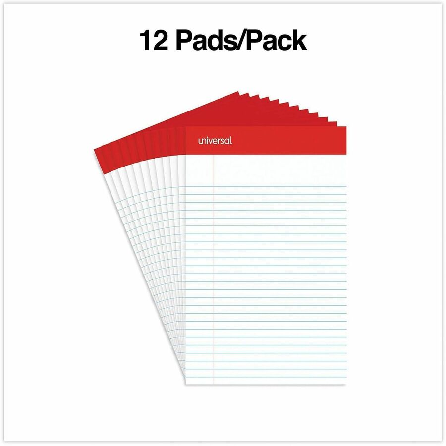 Universal Notepad - 1 Subject(s) - 50 Sheets - Tape Bound - Legal Ruled Red Margin - 16 lb Basis Weight - 5" x 8" Sheet Size - 5" Width - White Paper - 1 Dozen