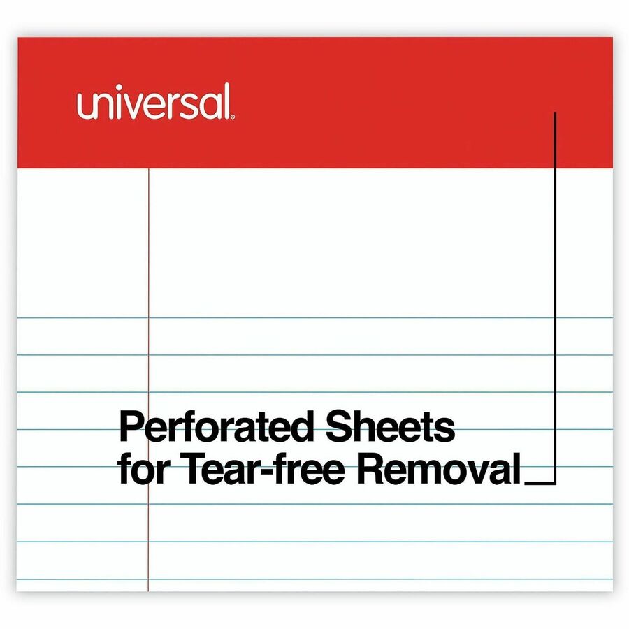 Universal Notepad - 1 Subject(s) - 50 Sheets - Tape Bound - Legal Ruled Red Margin - 16 lb Basis Weight - 5" x 8" Sheet Size - 5" Width - White Paper - 1 Dozen