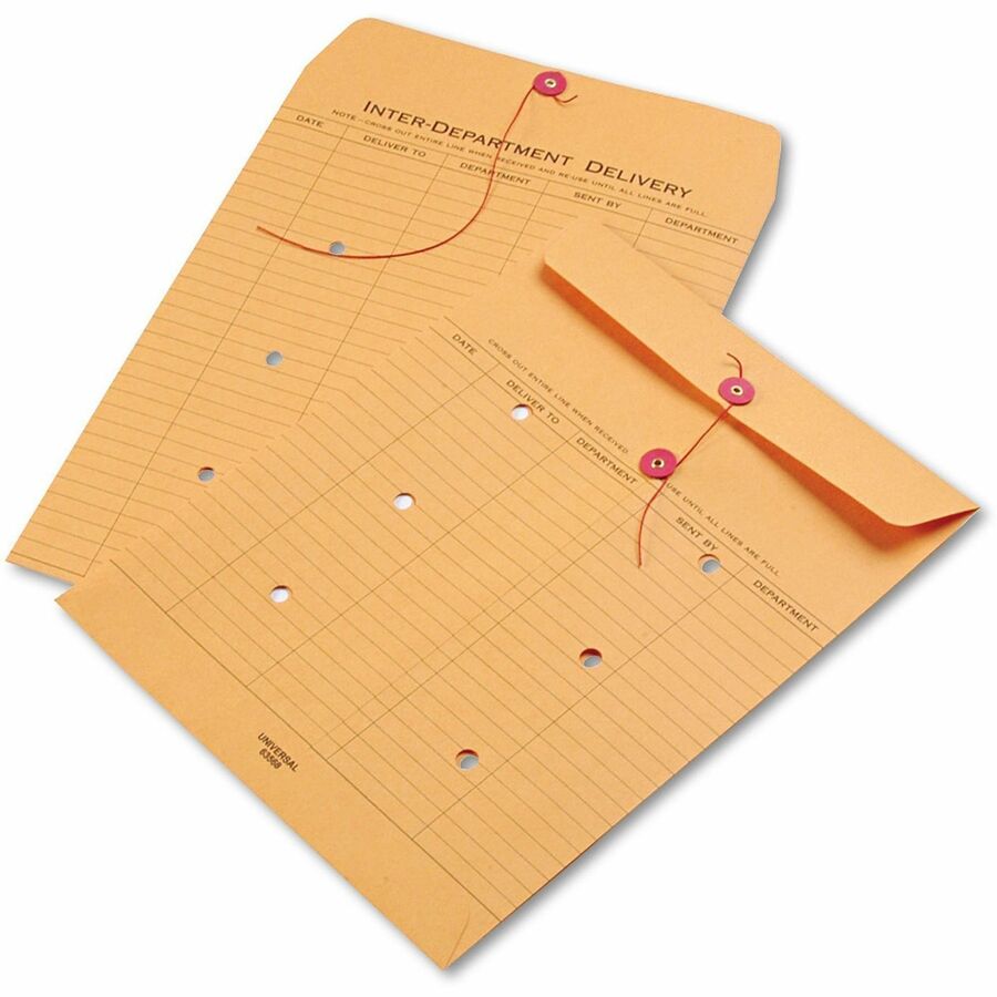 Universal Envelope - Interoffice - #97 - 10" Width x 13" Length - 28 lb - String/Button - Light Brown Kraft - Kraft Paper - 100 / Box