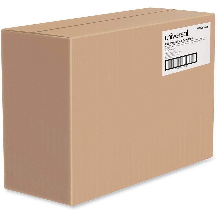 Universal Envelope - Interoffice - #97 - 10" Width x 13" Length - 28 lb - String/Button - Light Brown Kraft - Kraft Paper - 100 / Box