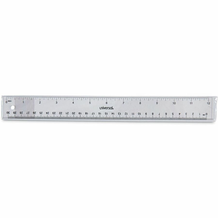 Universal 59022 Acrylic Ruler - 12" Length - 1/16 Graduations - Metric, Standard Measuring System - Plastic - Clear - 1 Each