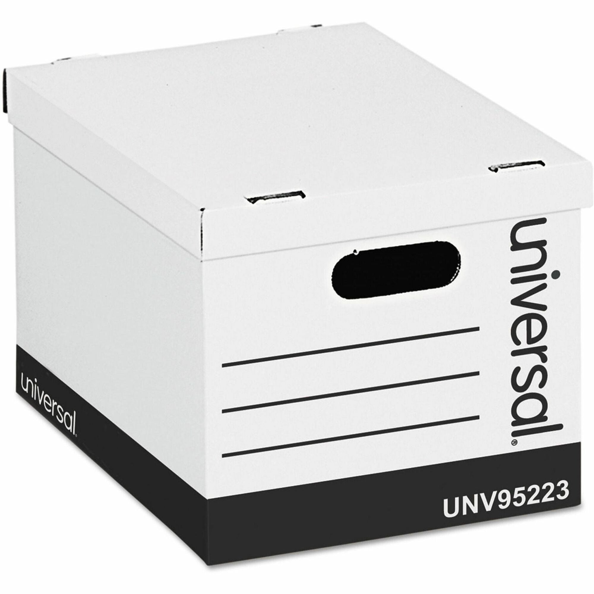 Universal Basic-Duty Easy Assembly Storage Files, Letter/Legal Files, White, 12/Carton - Internal Dimensions: 12" Width x 15" Depth x 10" Height - Media Size Supported: Letter, Legal - Lift-off Closure - Medium Duty - Stackable - Corrugated Fiberboard ...