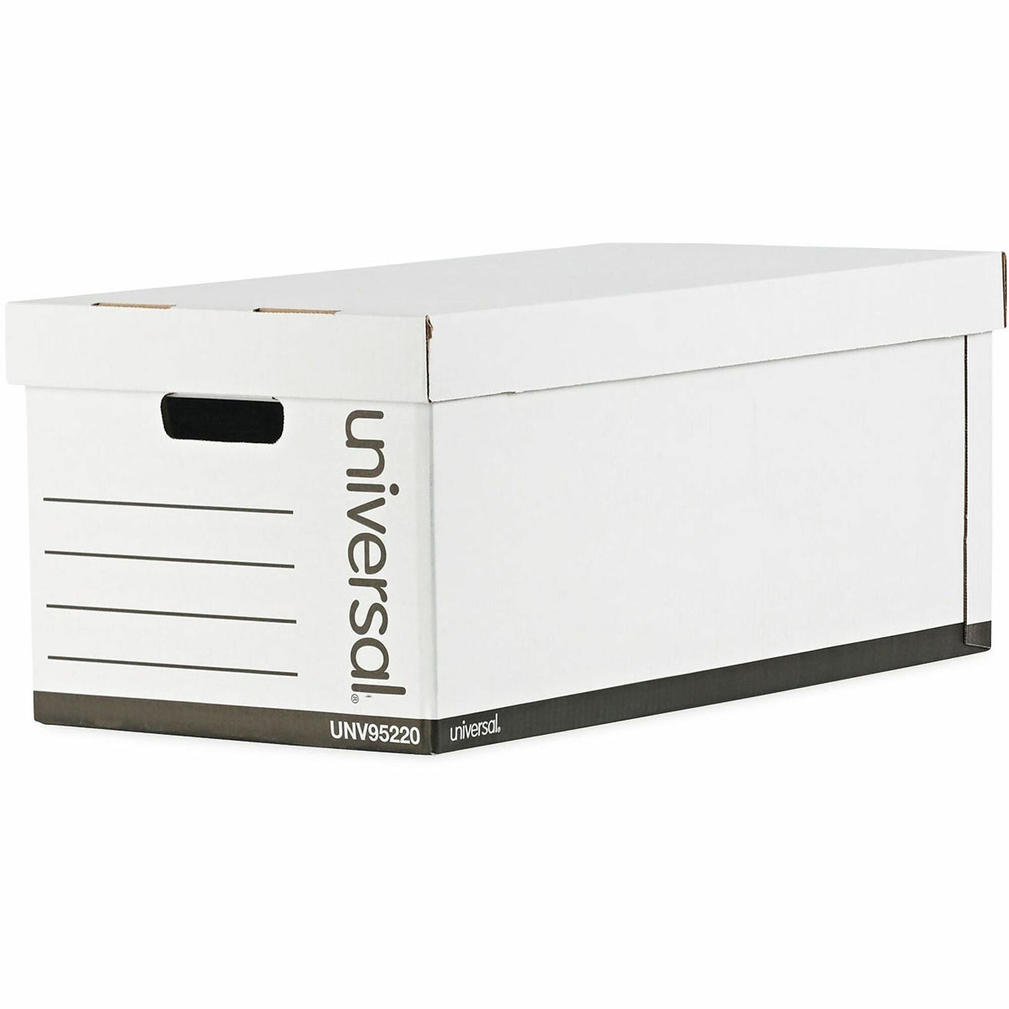 Universal Medium-Duty Easy Assembly Storage Box, Letter Files, White, 12/Carton - Internal Dimensions: 12.25" Width x 23.75" Depth x 10.25" Height - Media Size Supported: Letter - Lift-off Closure - Medium Duty - Stackable - Corrugated Fiberboard - Whi...