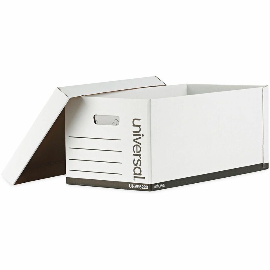 Universal Medium-Duty Easy Assembly Storage Box, Letter Files, White, 12/Carton - Internal Dimensions: 12.25" Width x 23.75" Depth x 10.25" Height - Media Size Supported: Letter - Lift-off Closure - Medium Duty - Stackable - Corrugated Fiberboard - Whi...
