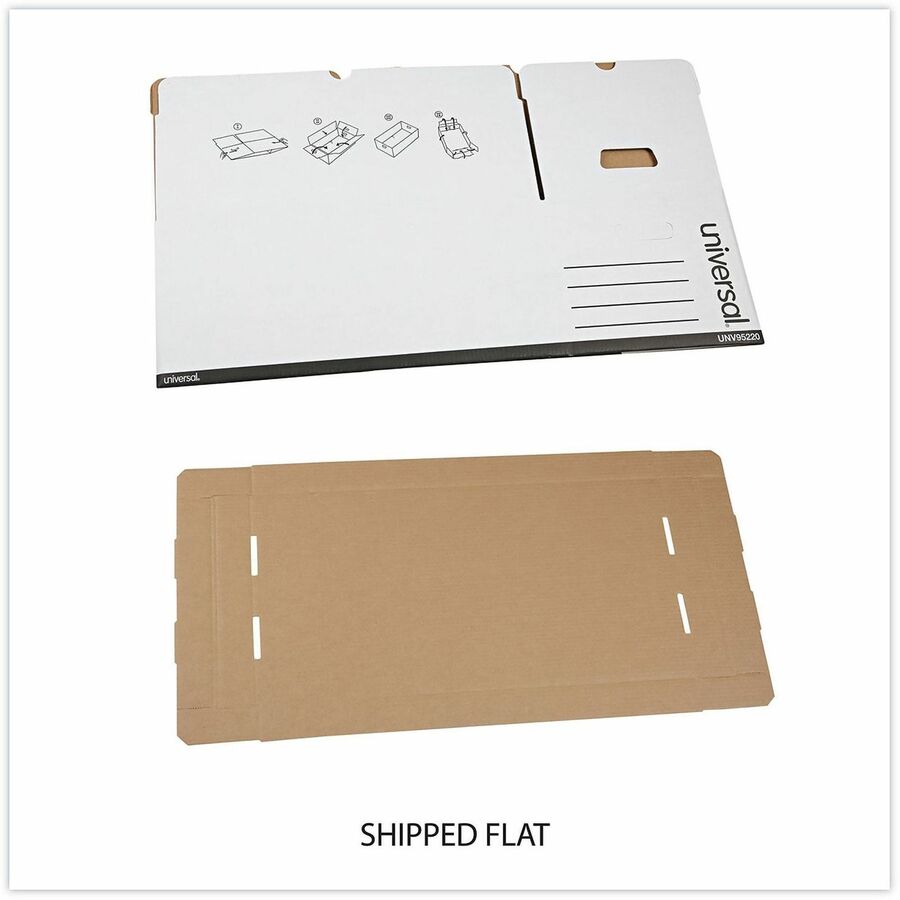 Universal Medium-Duty Easy Assembly Storage Box, Letter Files, White, 12/Carton - Internal Dimensions: 12.25" Width x 23.75" Depth x 10.25" Height - Media Size Supported: Letter - Lift-off Closure - Medium Duty - Stackable - Corrugated Fiberboard - Whi...