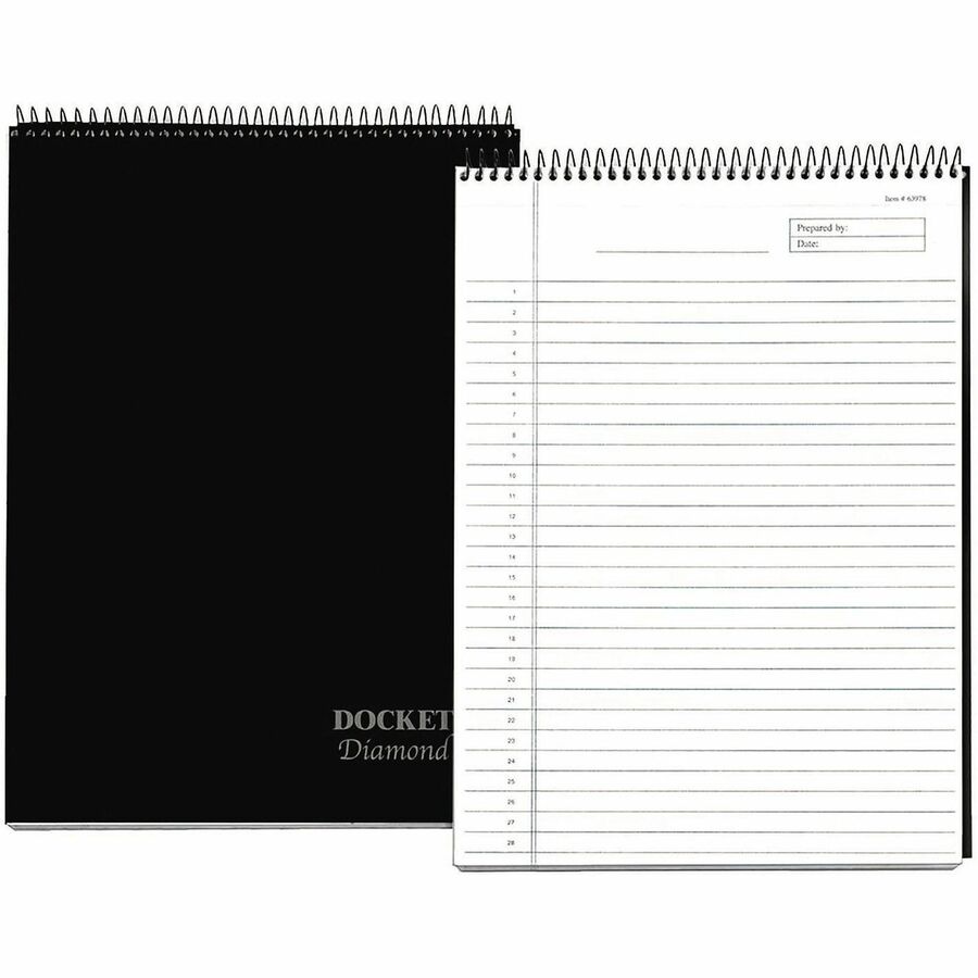 TOPS Docket Diamond Top-Wire Planning Pad - 60 Sheets - Wire Bound - 24 lb Basis Weight - 8 1/2" x 11 3/4" Sheet Size - 11.75" Height x 8.5" Width - Natural White Paper - Black Cover - Rigid, Perforated, Smooth Edge, Acid-free, Numbered, Easy Tear - 1 ...