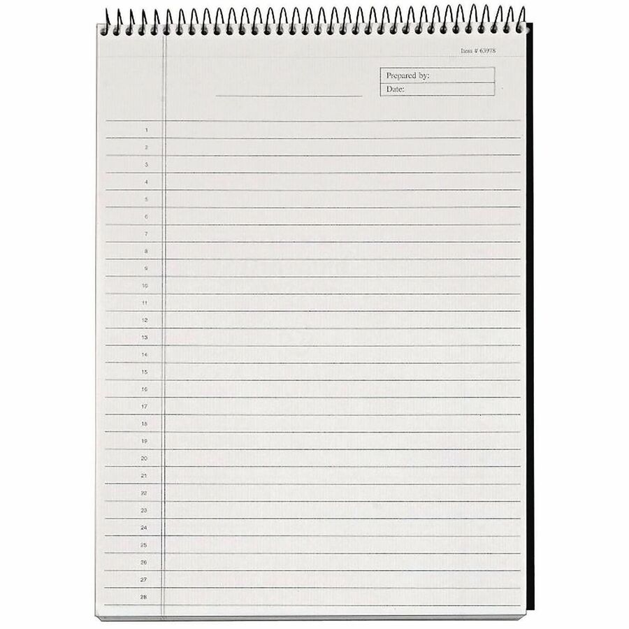 TOPS Docket Diamond Top-Wire Planning Pad - 60 Sheets - Wire Bound - 24 lb Basis Weight - 8 1/2" x 11 3/4" Sheet Size - 11.75" Height x 8.5" Width - Natural White Paper - Black Cover - Rigid, Perforated, Smooth Edge, Acid-free, Numbered, Easy Tear - 1 ...