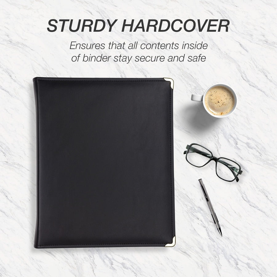 Samsill Classic 1.5 Inch Professional Binder with Zipper Closure - Black - Samsill Classic Professional Binder - 3 Ring Binder with 1.5 Inch Brass Round Rings and Zipper Closure - Portfolio Binder - Brass Corner Accents - Black