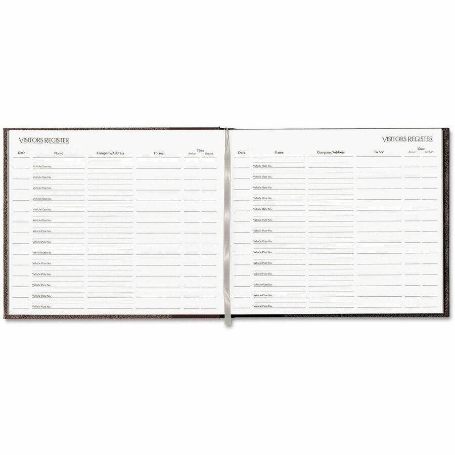 National Visitor's Register Book - 125 Sheet(s) - Sewn Bound - 8.50" x 9.12" Sheet Size - White Sheet(s) - Black Cover - Recycled - 1 Each
