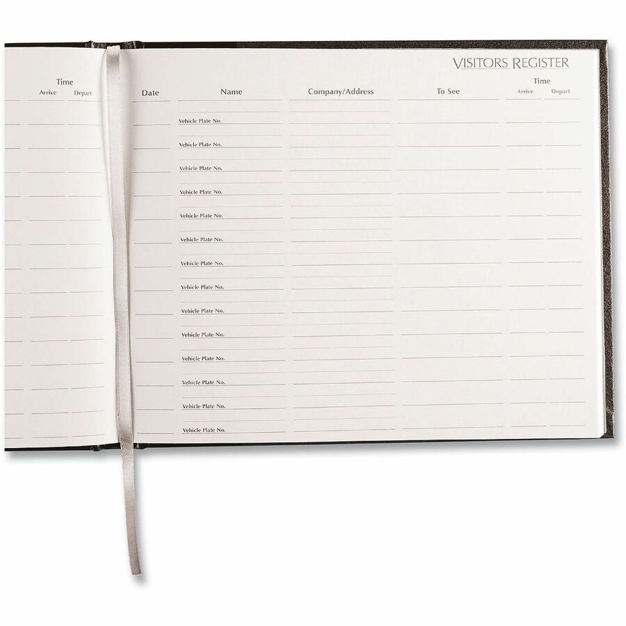 National Visitor's Register Book - 125 Sheet(s) - Sewn Bound - 8.50" x 9.12" Sheet Size - White Sheet(s) - Black Cover - Recycled - 1 Each